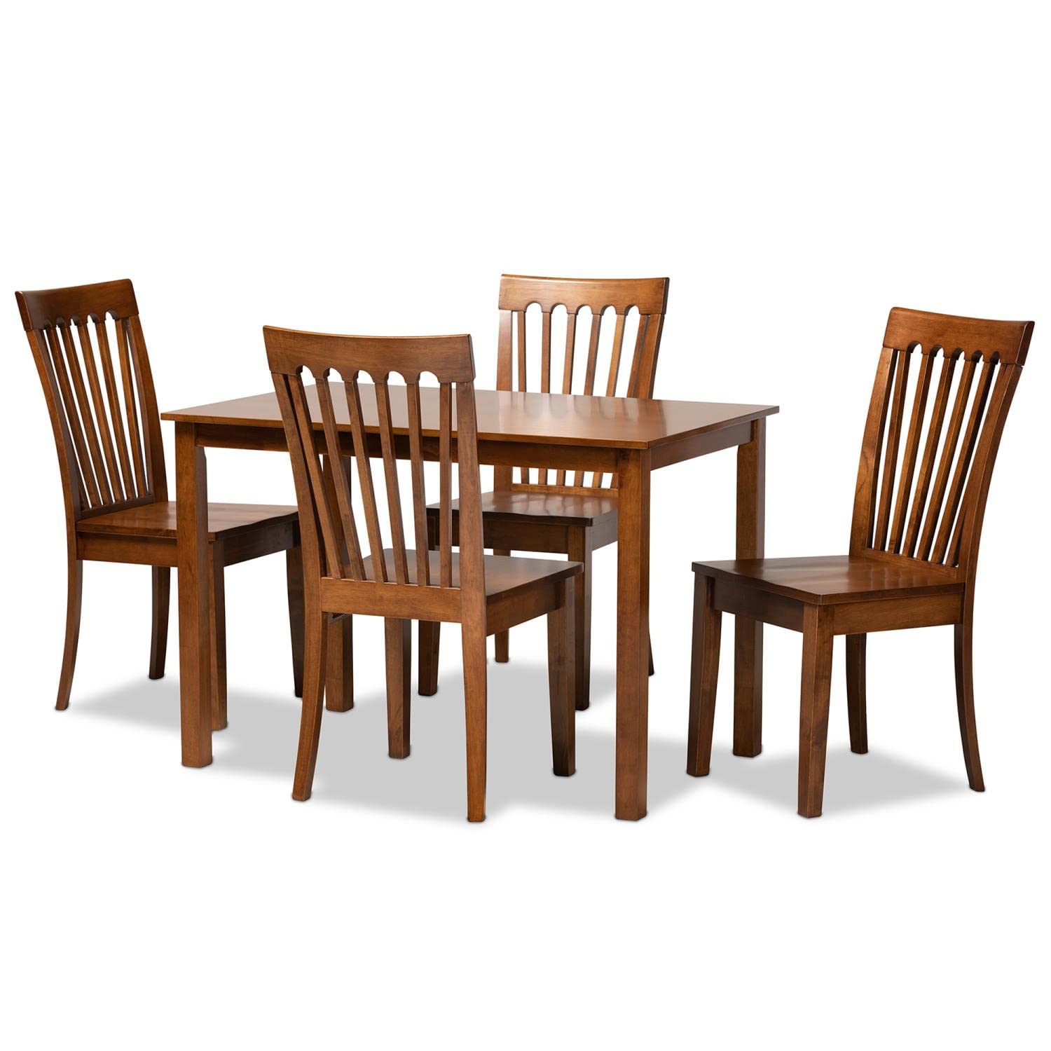 Baxton Studio Erion Modern and Contemporary Walnut Brown Finished Wood 5-Piece Dining Set