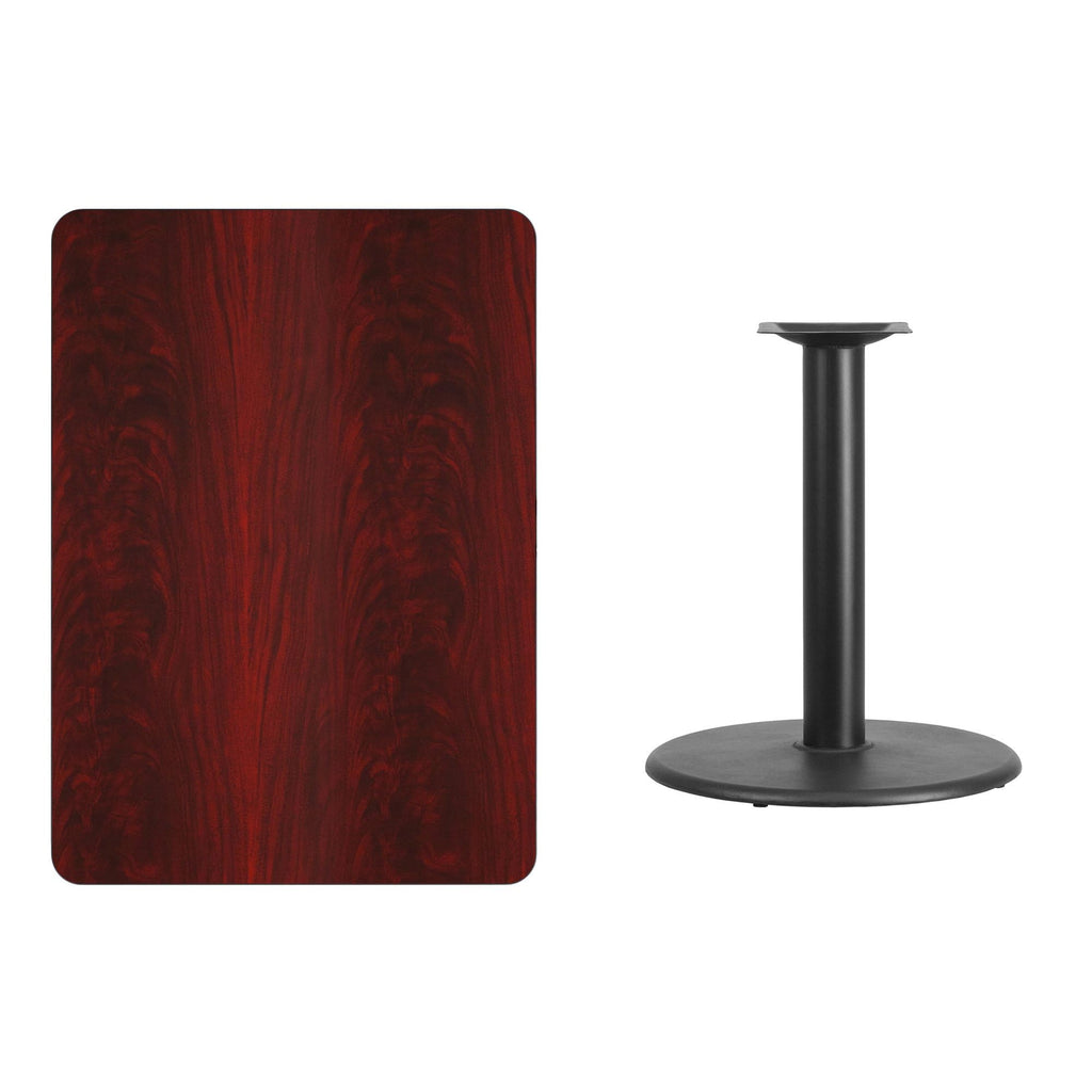 Flash Furniture 30'' X 42'' Rectangular Mahogany Laminate Table Top With 24'' Round Table Height Base