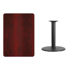 Flash Furniture 30'' X 42'' Rectangular Mahogany Laminate Table Top With 24'' Round Table Height Base