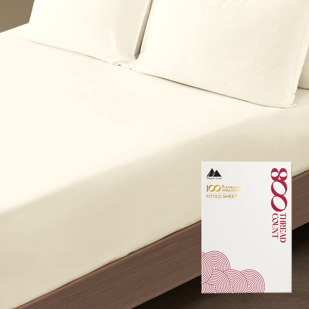 Mayfair Linen 100% Egyptian Cotton Twin Fitted Sheet Only - 800 Thread Count 16' Deep Pocket Fitted Sheet, Durable Sateen, All-
