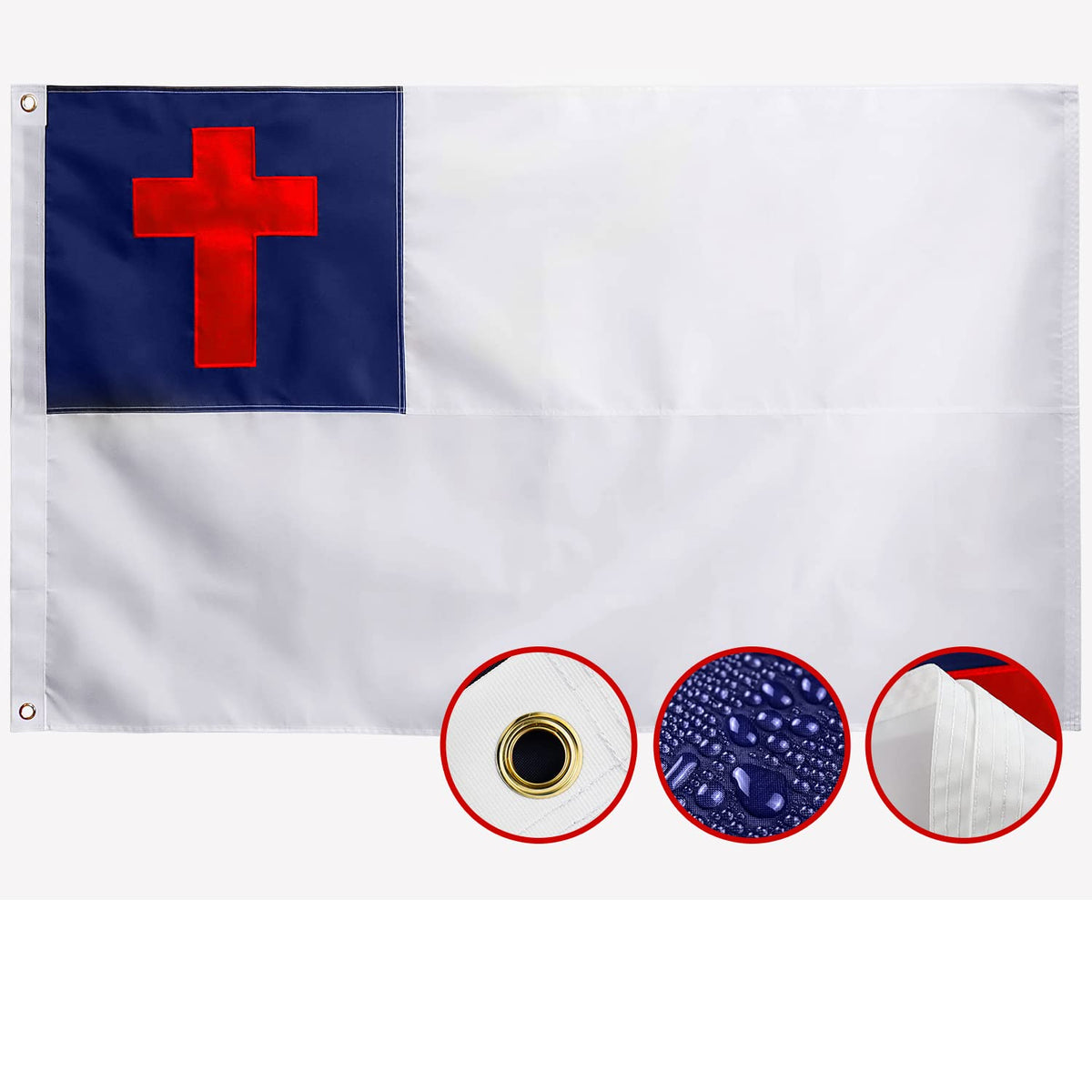 Christian Flag 4X6 Outdoor In Usa Embroidered,Heavy Duty Nylon,Sewn Stripes, Stronger Brass Grommets,Christianity Easter Day,Jes