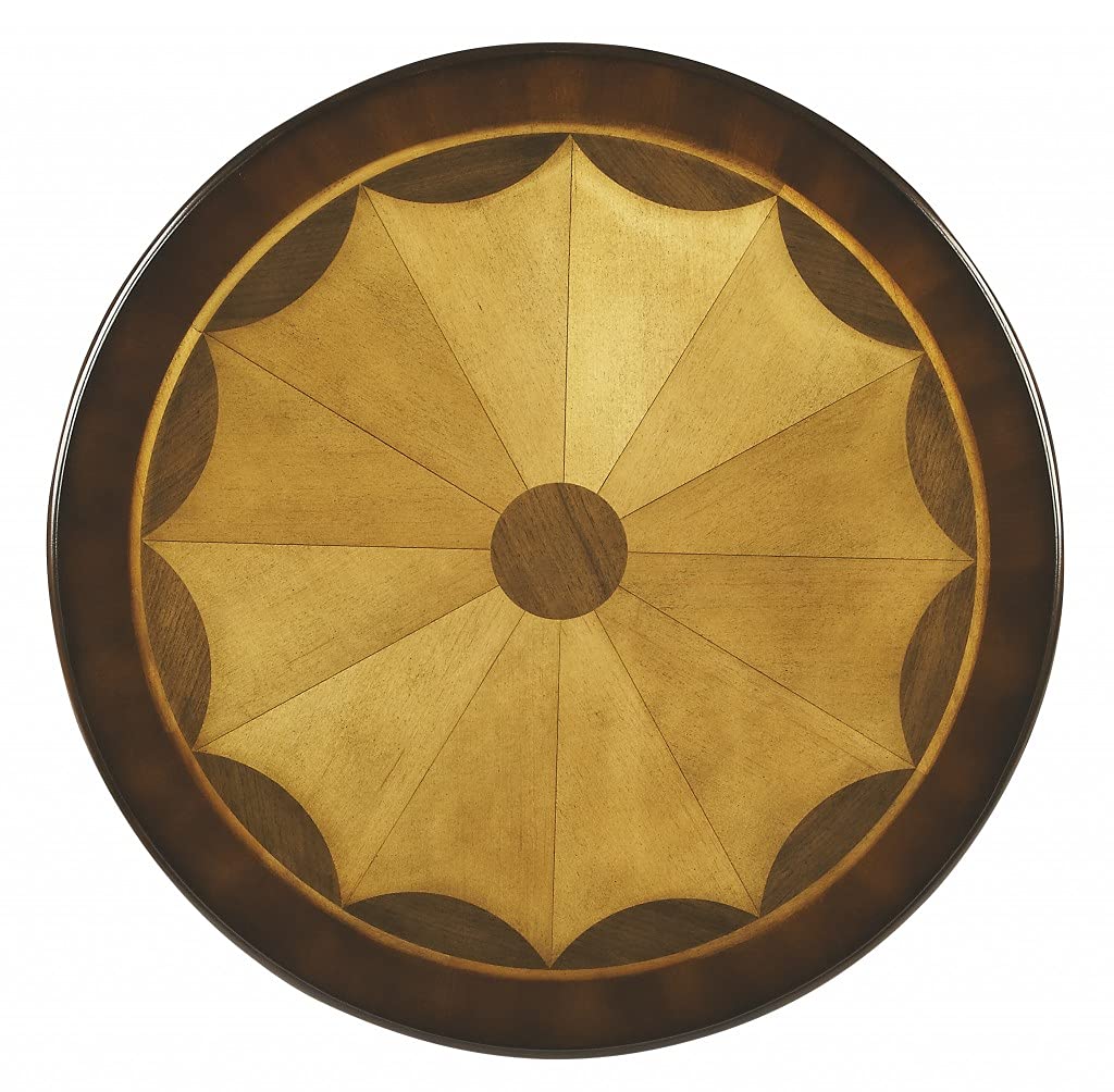 HomeRoots Dark Brown Rubberwood Solids, MDF, Cherry veneers Carissa Plantation Cherry Round Pedestal Table