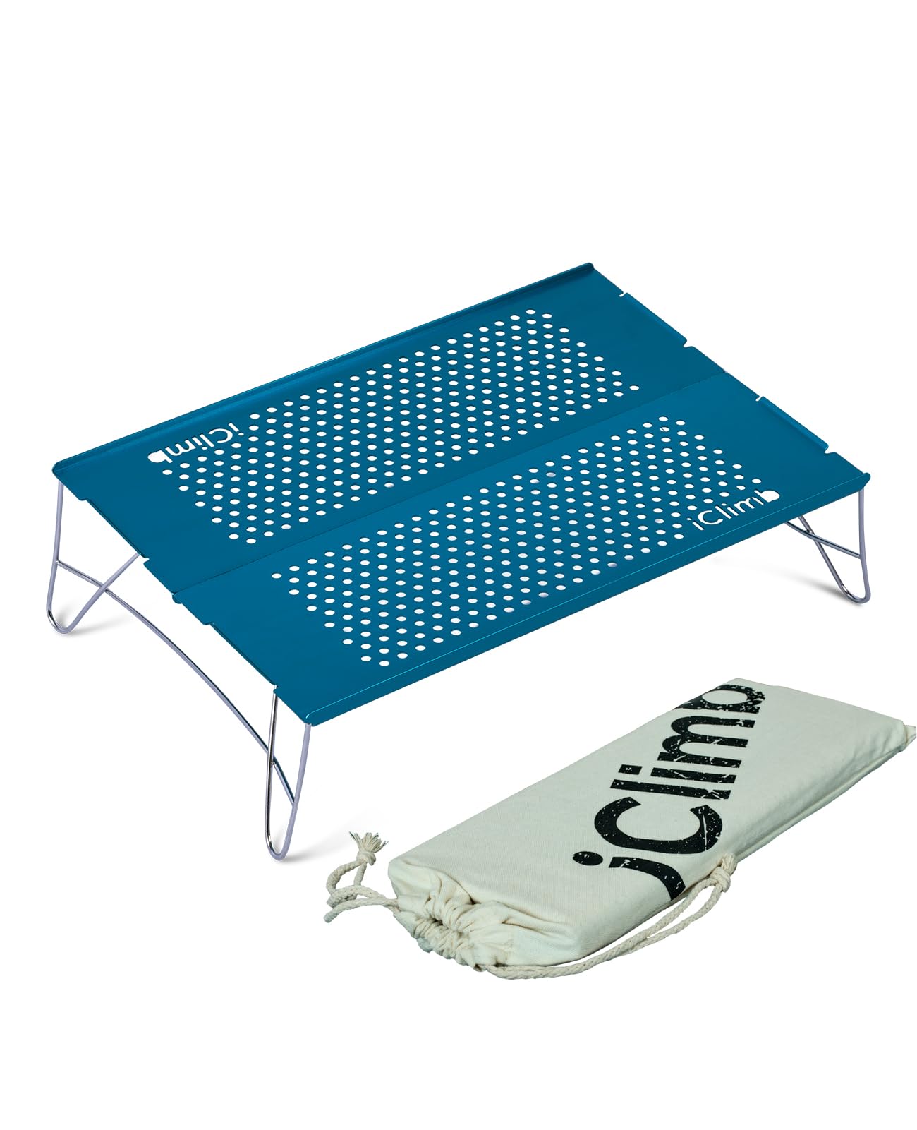 iClimb Mini Solo Folding Table Ultralight Compact for Backpacking Camping Hiking Beach Picnic (Blue - S)