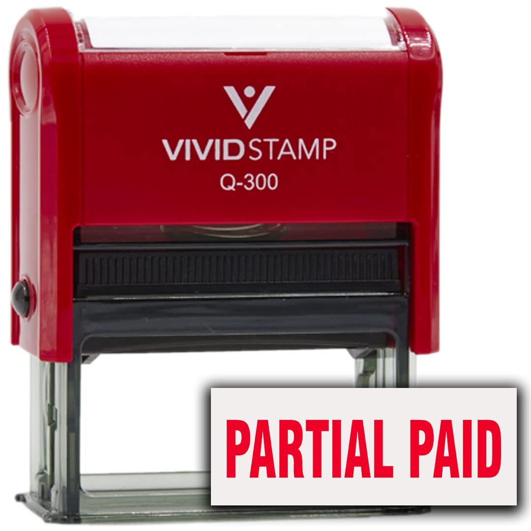 Partial Paid Self-Inking Office Rubber Stamp (Red Ink) - Q-300