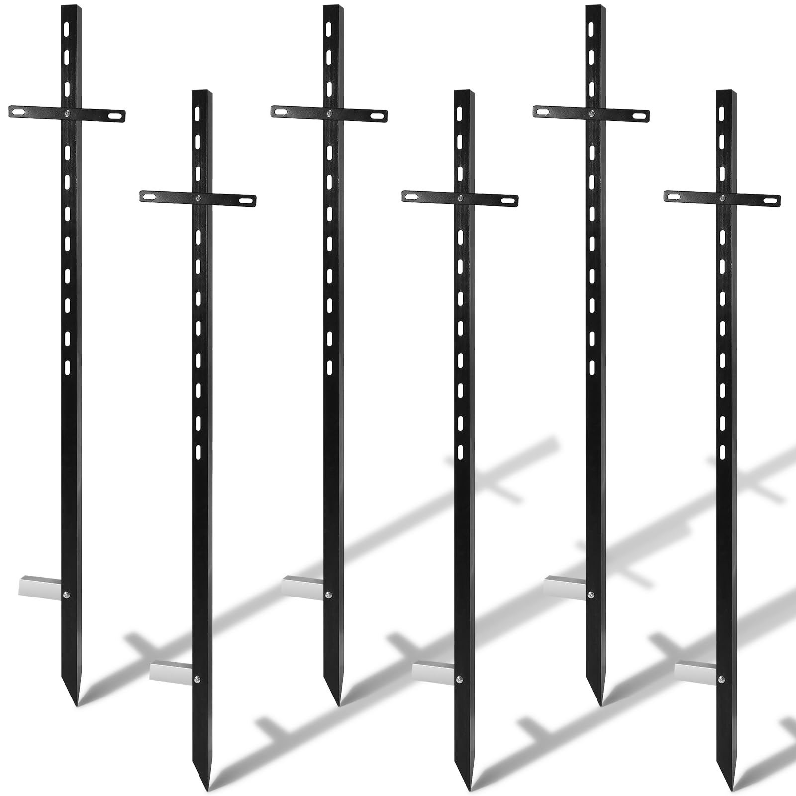 Gisafai 6 Pcs 46 Inches Yard Sign Stakes Heavy Duty Metal Stake Yard Sign Holder For Outdoor Lawn Yard Bar Parking Garage Event