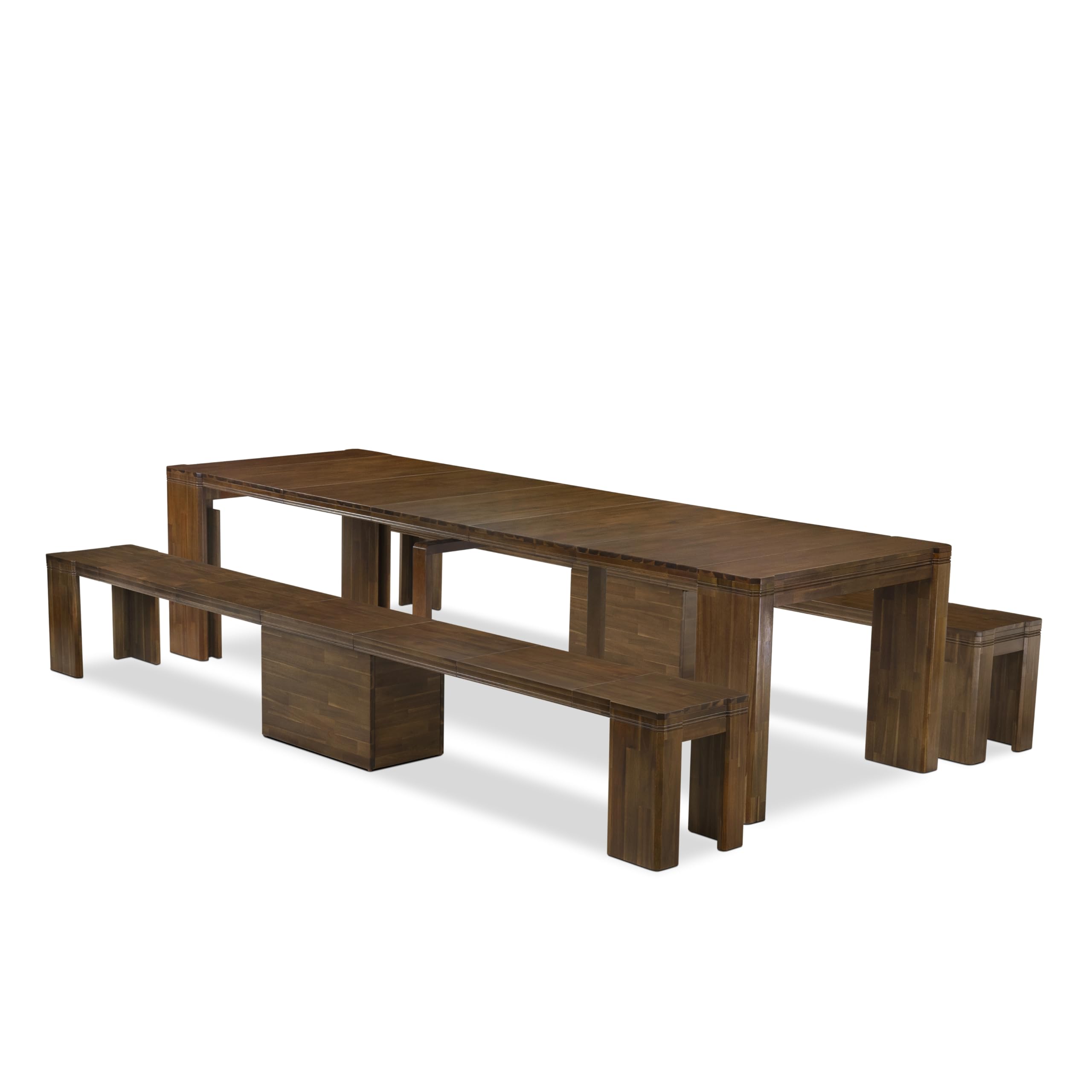 Luxe by East West Furniture - X0000-208-00 - 3 Pieces Dining Table Set Includes 1 Kitchen Table and 2 Modern Benches, 39x120 Inch, Antique Walnut