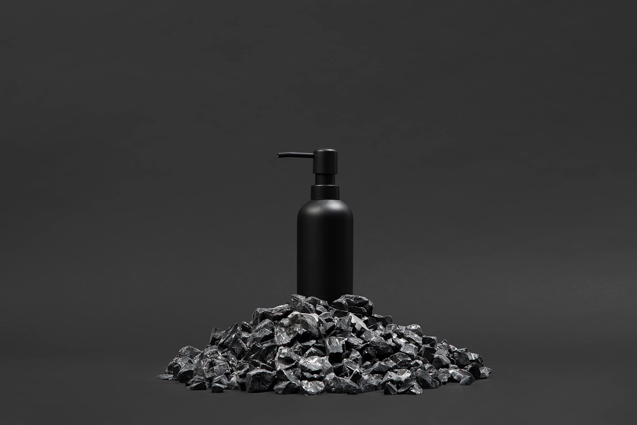 Essentra Home Matte Black Soap Dispenser 10 Fl Oz / 300Ml | Modern Bathroom Countertop Soap Dispensers | Refillable Pump Dispens