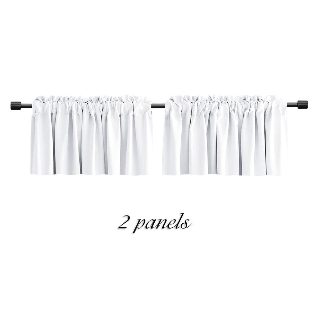 Donren Pure White Pack Of 2 Valances For Window 52 By 15 Inches Long - Rod Pocket Room Darkening Kitchen Valances