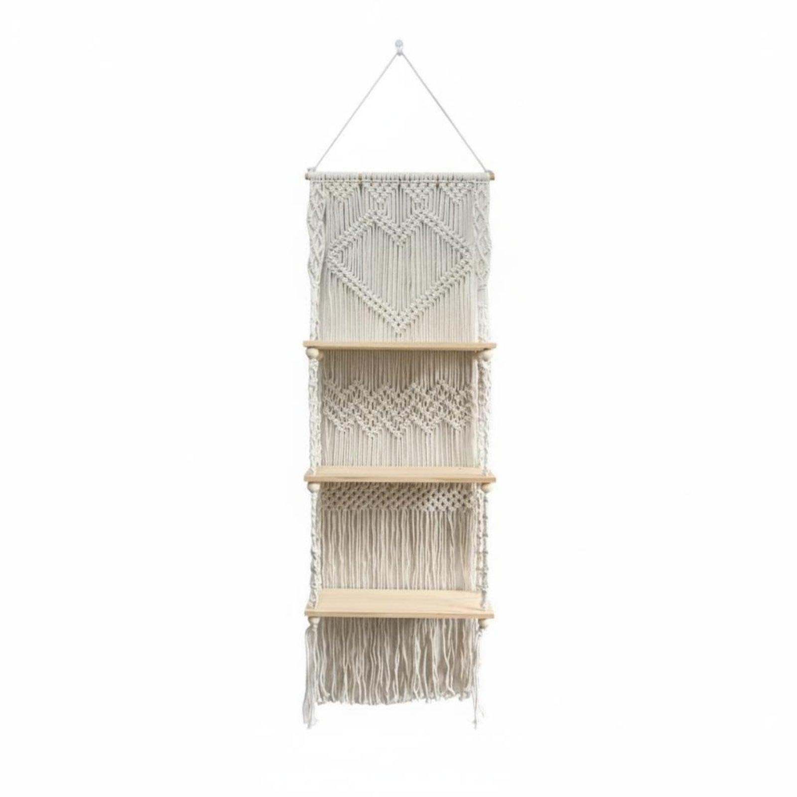 Zoomella Macrame Wall Hanging Shelf Handmade Macrame Wall Shelf Space SpaceConserving Home Decor For Living Room, Bedroom