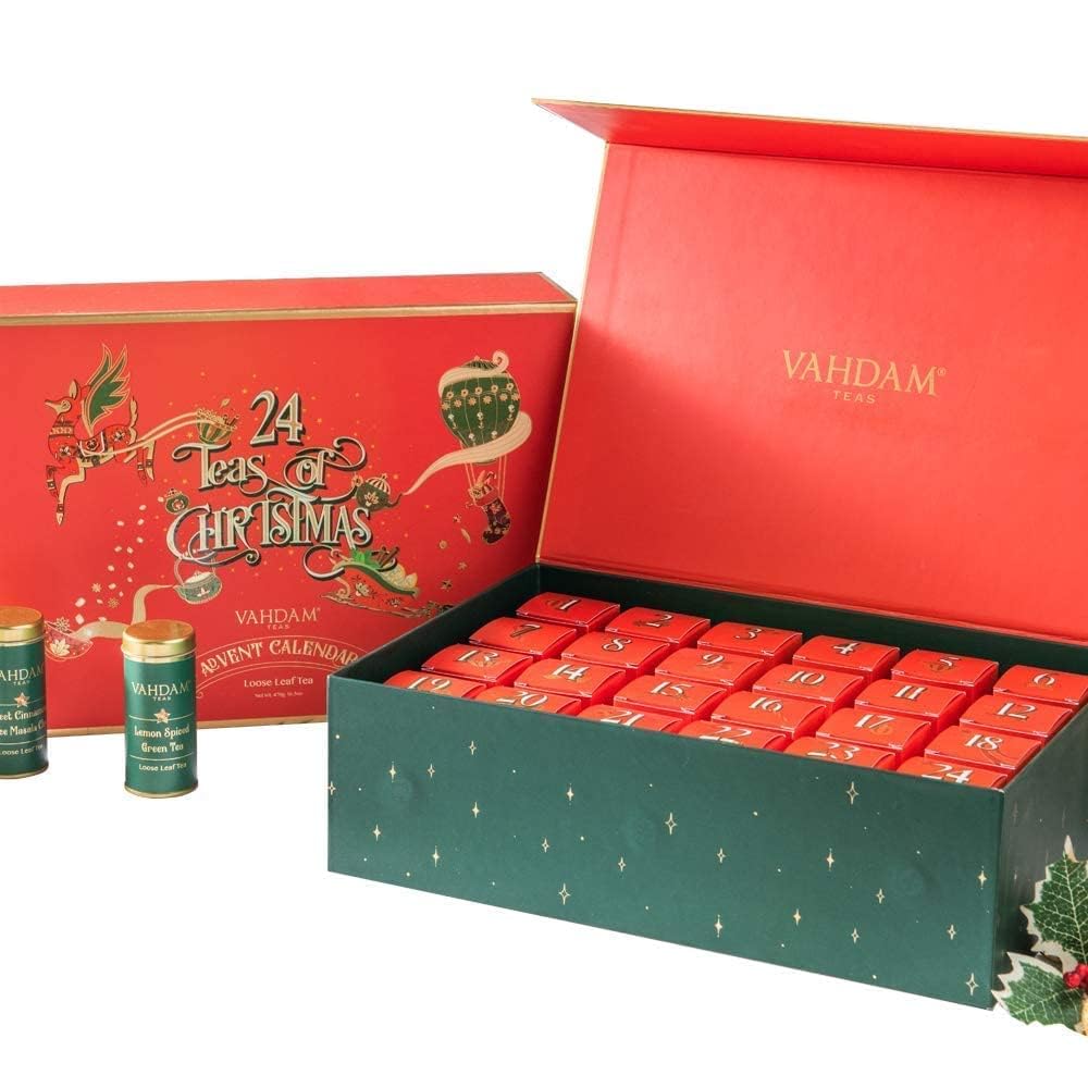 VAHDAM, Advent Calendar 2024 (500g/17.63oz) 24 Unique Loose Leaf Tea - Exclusive Holiday Tea Gift Set | Christmas Advent Calenda
