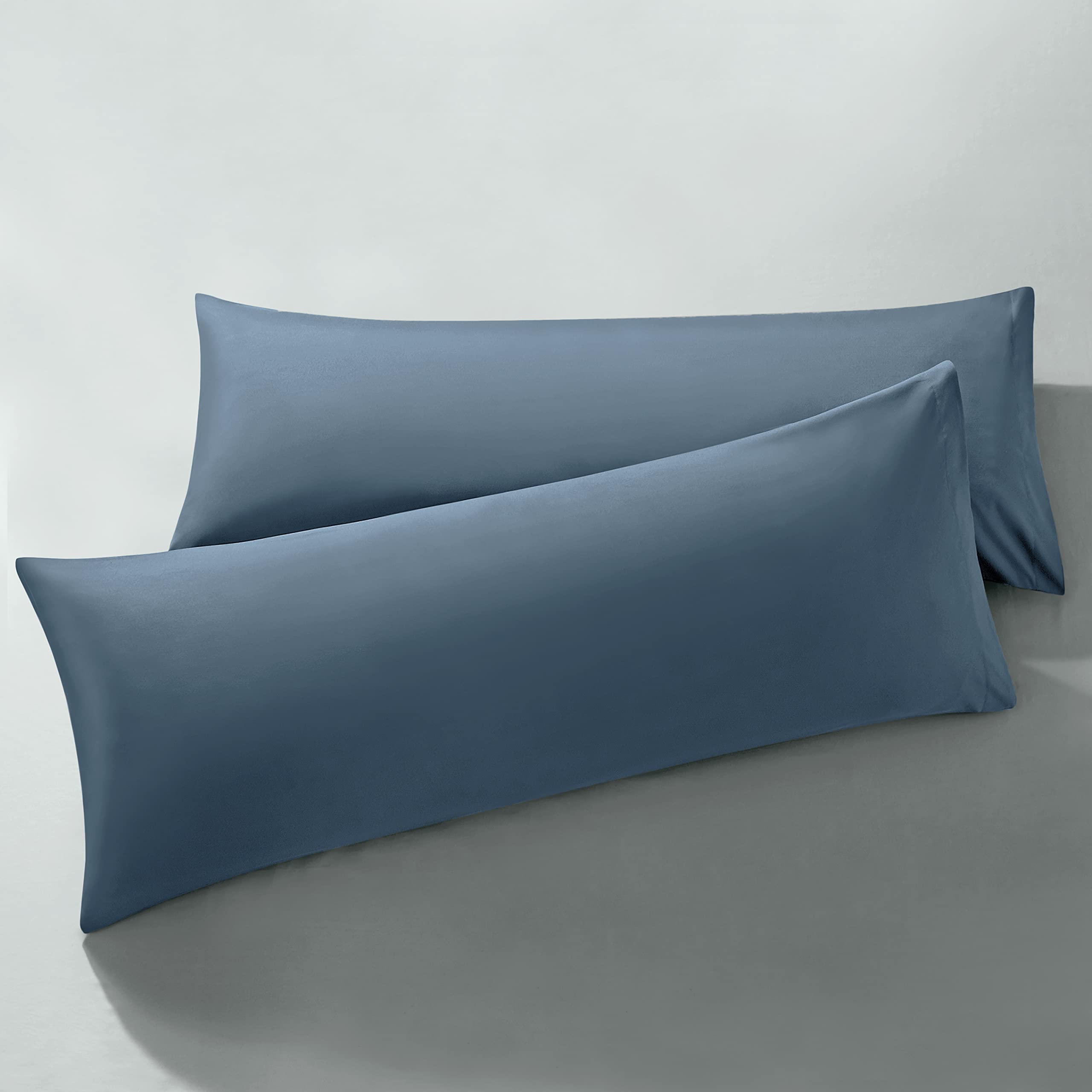 Milvowoc 2Pcs Brushed Microfiber Body Pillowcases - 20 X 60 Inch, Slate Blue Pillow Case Set Non Slip Envelope Pillow Cover With
