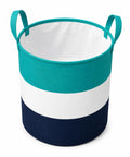 MOON & BLUSH Laundry Bag/Basket for Clothes, Toy Storage Basket with Handles, 45 LTR,Aqua Blue,white,Dark Navy Blue Set of 1