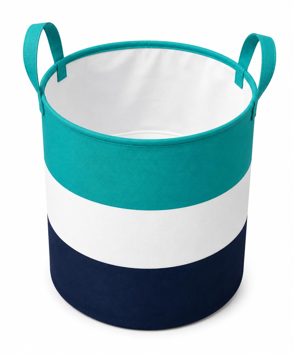 MOON & BLUSH Laundry Bag/Basket for Clothes, Toy Storage Basket with Handles, 45 LTR,Aqua Blue,white,Dark Navy Blue Set of 1