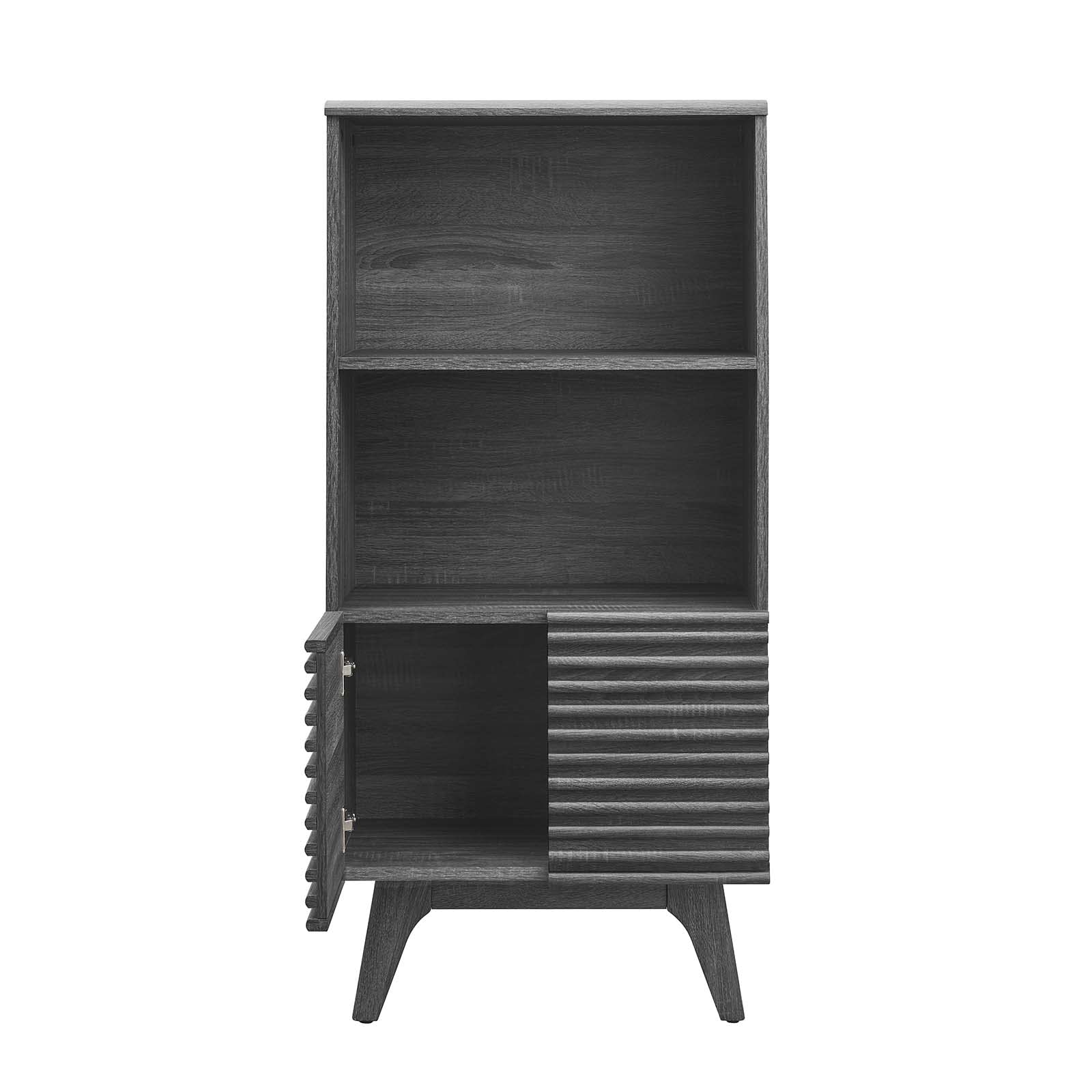 Modway Render Mid-Century Modern Office, Display Cabinet Bookshelf, Charcoal