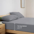 SPRINGSPIRIT Twin Sheets Set - 4 Piece Grey Bed Sheets with Deep Pockets, Super Soft & Breathable for Ultimate Comfort