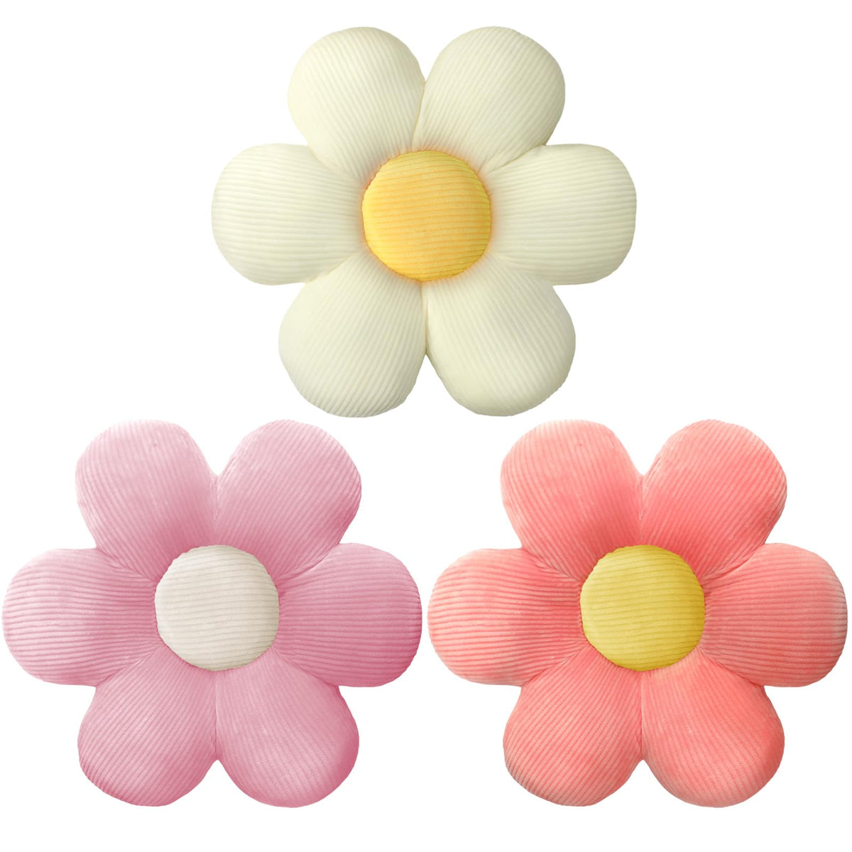 Sratte 3 Pcs Flower Pillows Flower Shaped Throw Pillow Cute Daisy Flower Pillow Flower Seating Cushions For Adults Home Bedroom