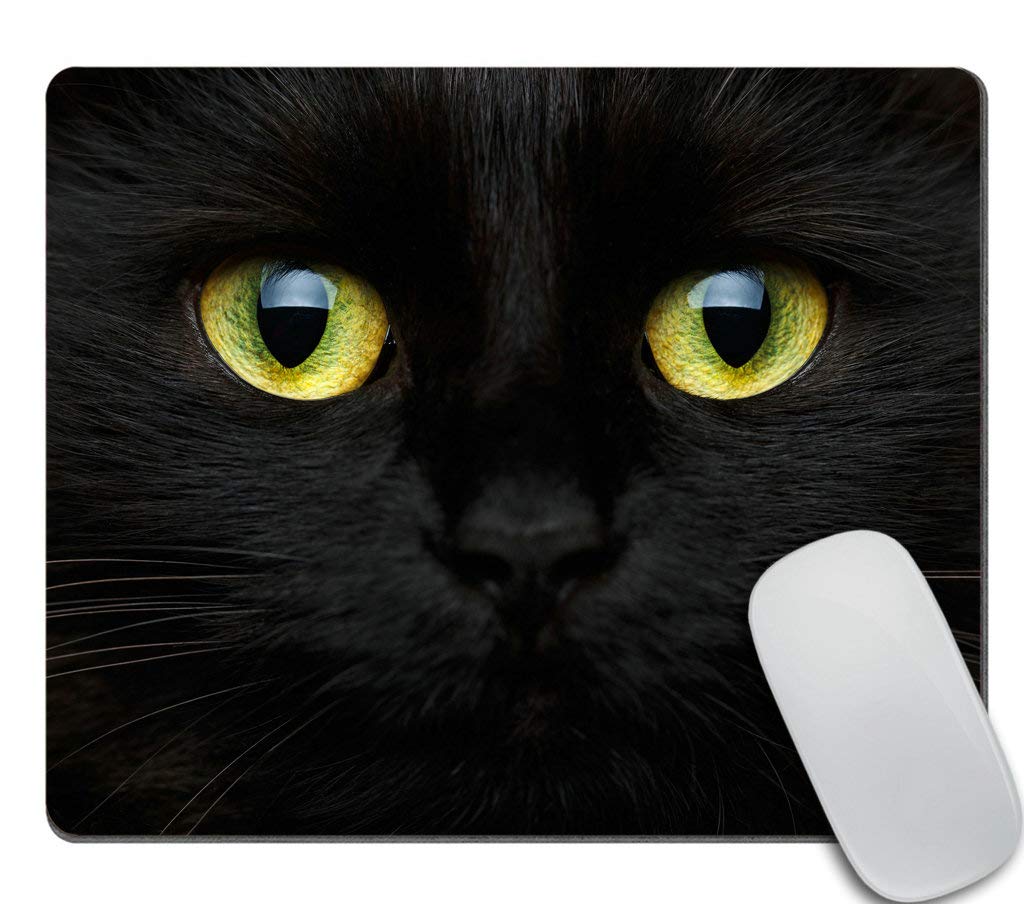 Amcove Mousepad With Cute Black Cat Face Desk Accessories Mousepad Cute Desk Decor Mousepad Funny Cat Print Black Mousepad Offic