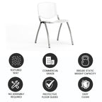 Flash Furniture Hercules Series 880 Lb. Capacity White Plastic Stack Chair With Titanium Gray Powder Coated Frame