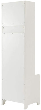 Crosley Furniture Fremont Hall Tree with Storage Cabinets and Coat Rack Hooks for Hanging, Distressed White
