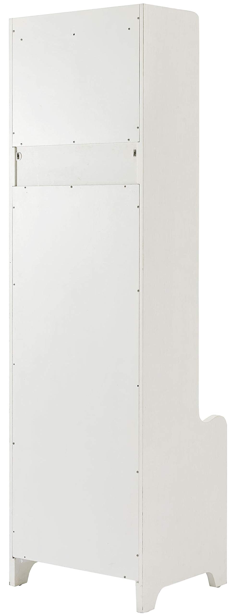 Crosley Furniture Fremont Hall Tree with Storage Cabinets and Coat Rack Hooks for Hanging, Distressed White