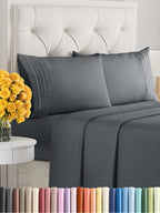 King Size 4 Piece Sheet Set - Extra Soft, Breathable & Cooling Sheets - Hotel Luxury Durable Bed Sheets For Women & Men - Deep Pockets, Easy-Fit & Wrinkle-Free Sheets - Slate Blue Oeko-Tex Bed Sheets