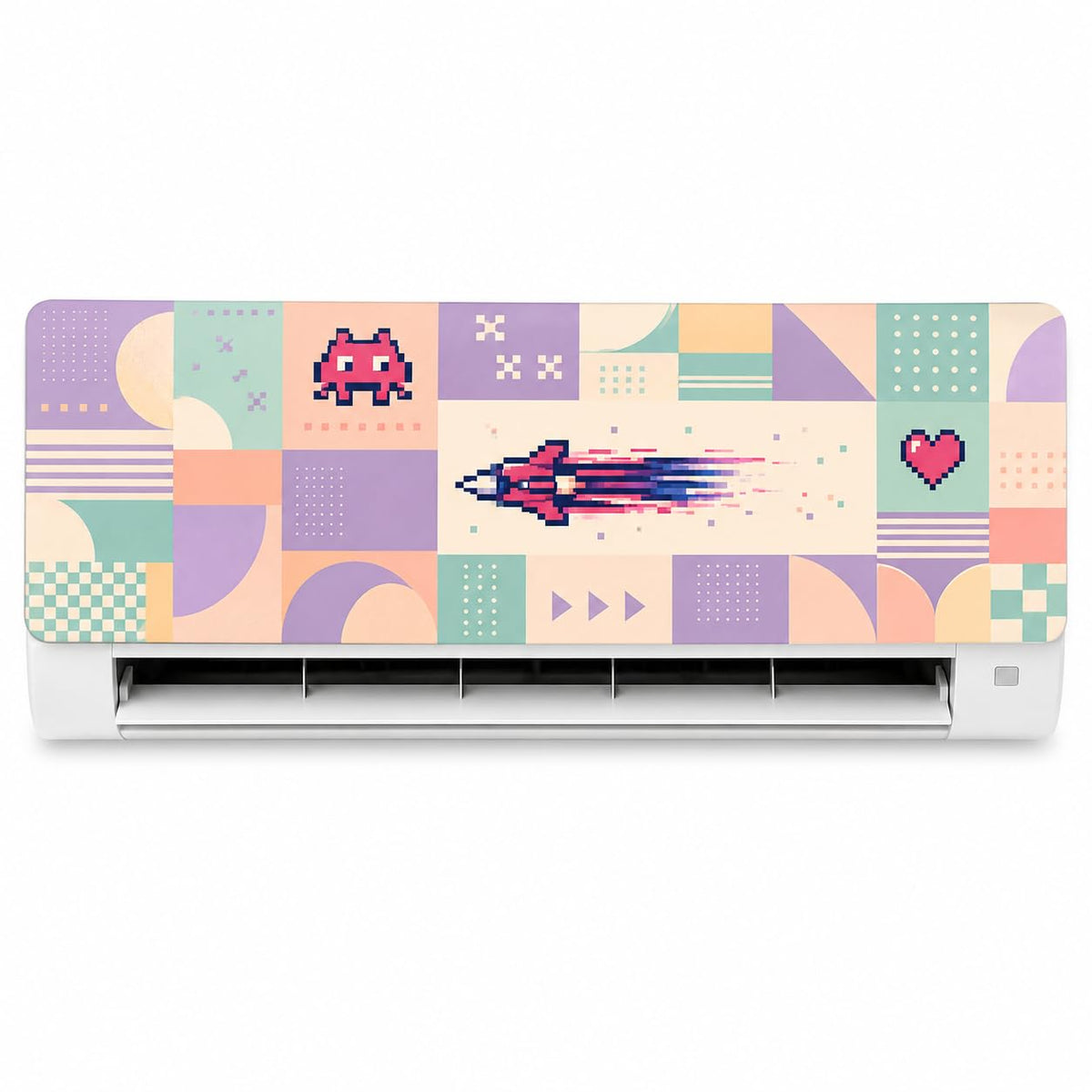 AC Wall Sticker Retro Gaming Pastel Pixel Design for Split AC 91.45 cm