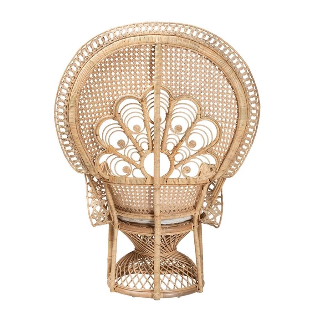 Baxton Studio Ediva Modern Bohemian Natural Brown Rattan Peacock Accent Chair