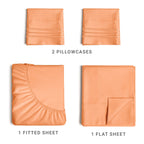 Full Size 4 Piece Sheet Set - Comfy Breathable & Cooling Sheets - Hotel Luxury Bed Sheets For Women & Men - Deep Pockets, Easy-Fit, Extra Soft & Wrinkle Free Sheets - Peach Oeko-Tex Bed Sheet Set