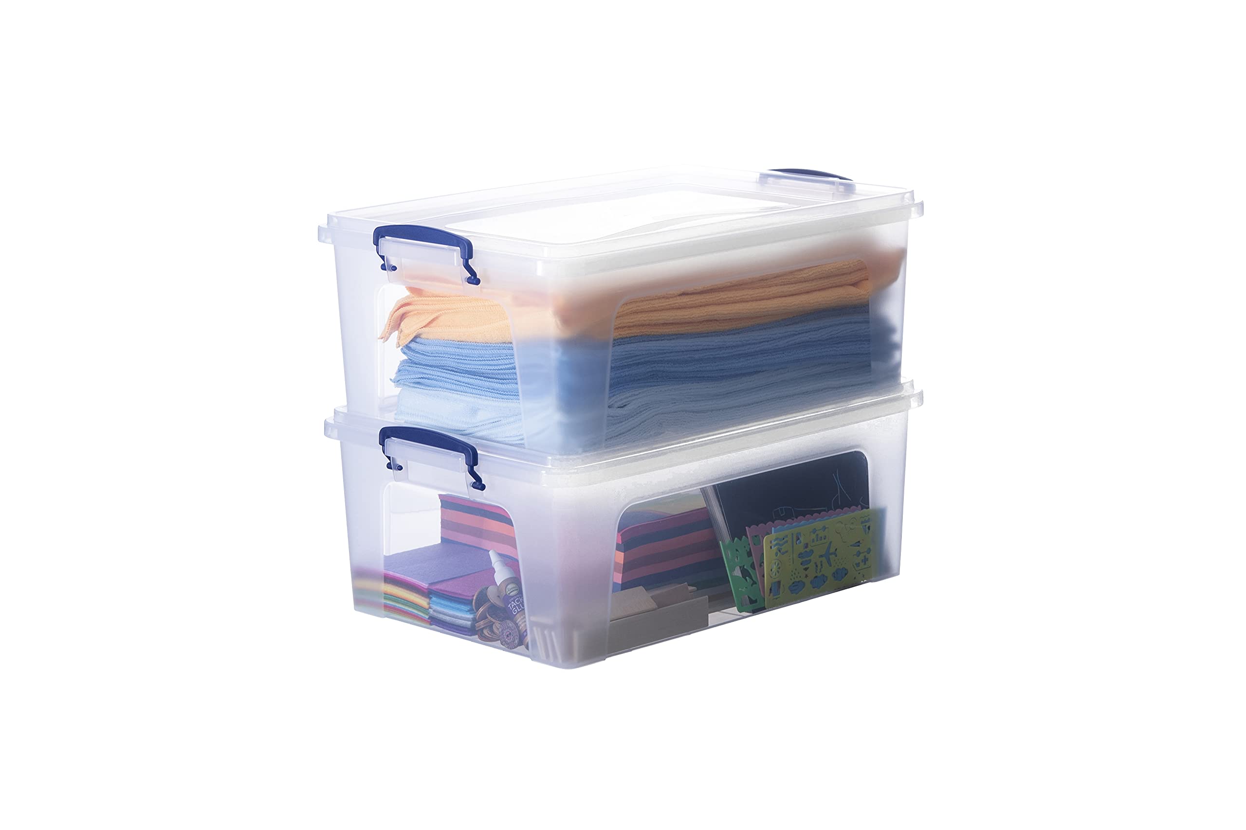 Superio Storage Bins with Lids, Clear Plastic Containers for Organizing, Stackable Totes, BPA Free, Odor Free, Organizer Boxes f