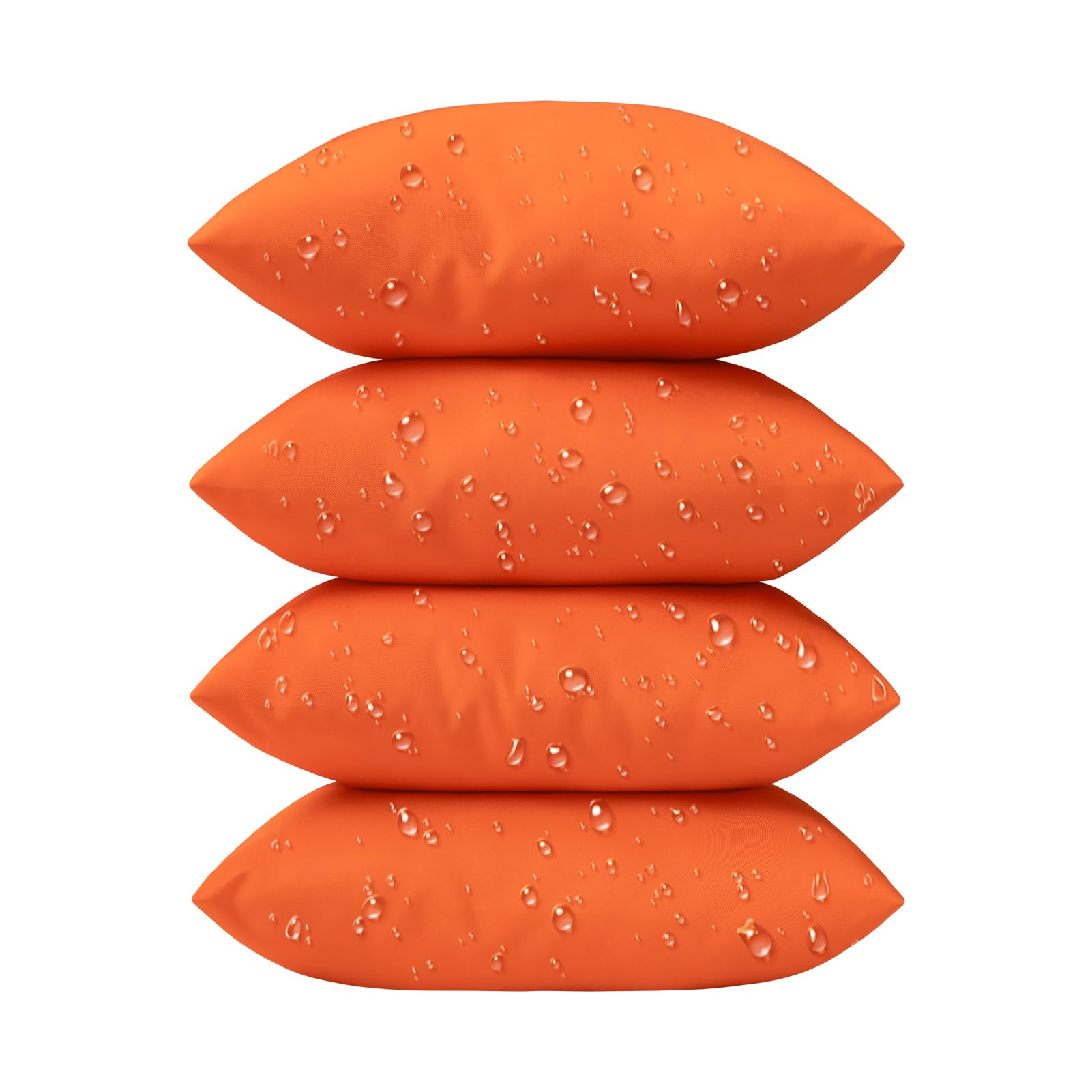 Phantoscope Pack Of 4 Premium Dual Usage Outdoor Pillow Inserts, Waterproof Throw Pillows No Cover Needed, Colorful Decorative Couch Sham Cushion Stuffer Patio Couch Tent, Orange 18 X 18 Inches