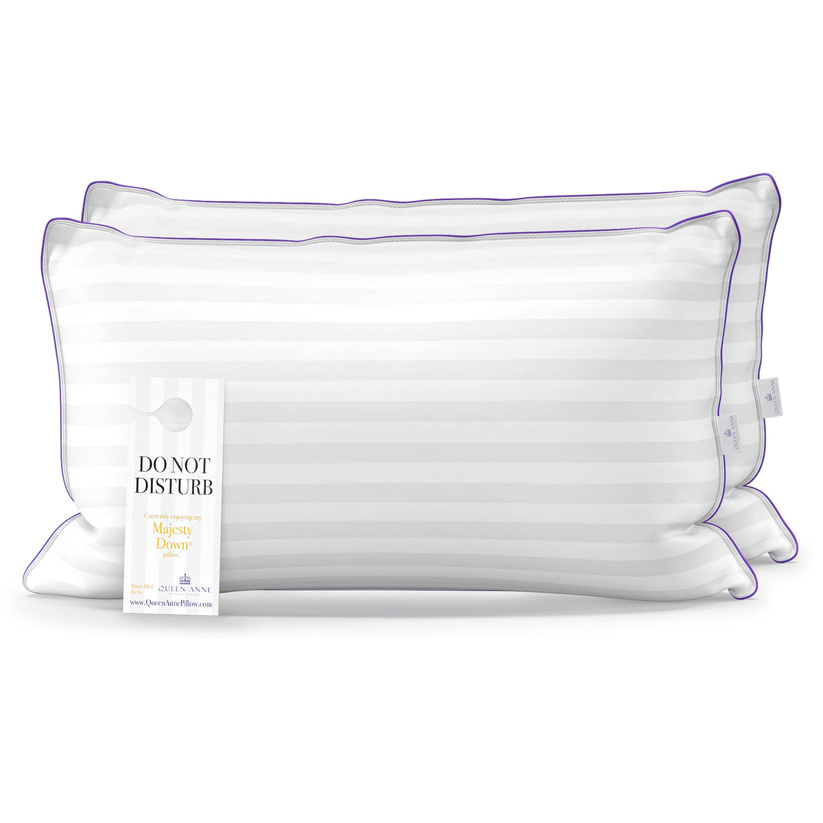 Queen Anne Luxury Hotel Pillows - Two Pack (2) - Majesty Down - Synthetic Down Alternative - Allergy Free Hypoallergenic Bed Pil
