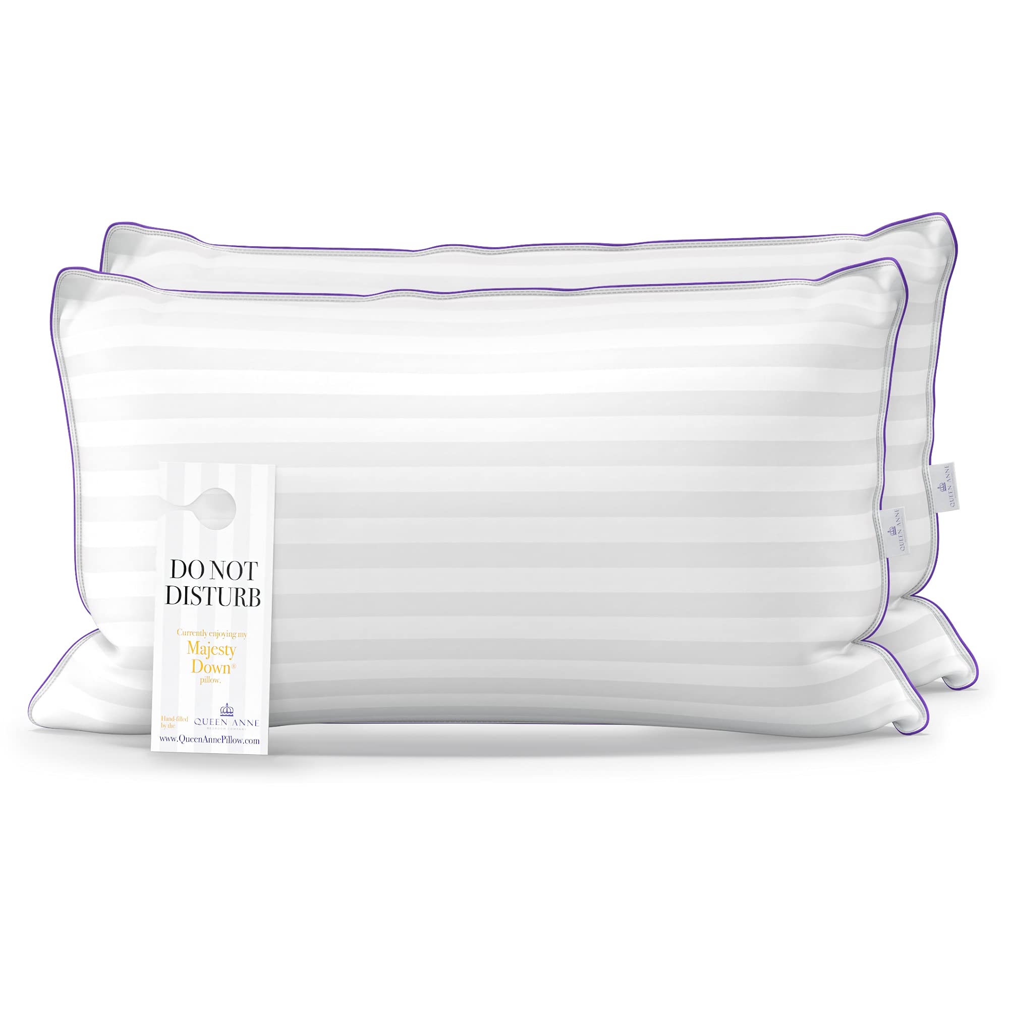 Queen Anne Luxury Hotel Pillows - Two Pack (2) - Majesty Down - Synthetic Down Alternative - Allergy Free Hypoallergenic Bed Pil