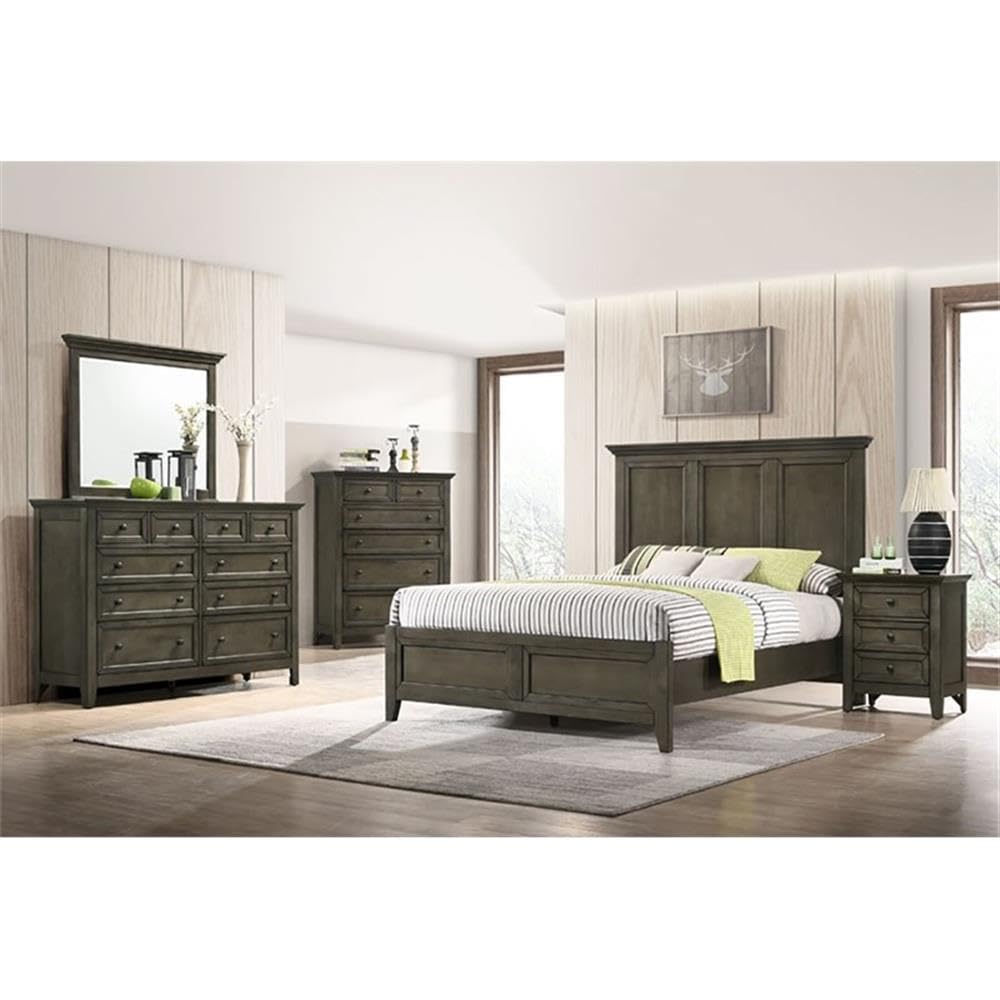 Intercon San Mateo Nightstand, 3 Drawer Bedside Table, Gray