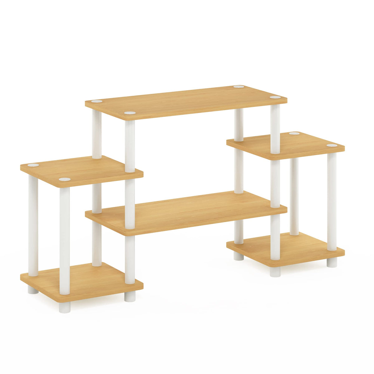 Furinno Turn-N-Tube No Tools Entertainment TV Stands, Beech/White, Square Corner