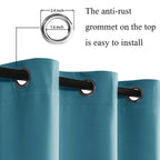 Jiuzhen Blackout Curtains With Tiebacks - Thermal Insulated, Light Blocking And Noise Reducing Grommet Curtain Drapes For Bedroom And Living Room, Set Of 2 Panels, Turquoise, 38 X 54 Inch Length