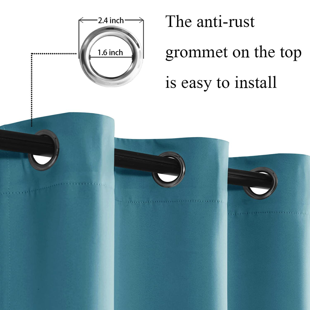 Jiuzhen Blackout Curtains With Tiebacks-Thermal Insulated And Light Blocking,2 Panels, 42 X 84 Inch,Turquoise
