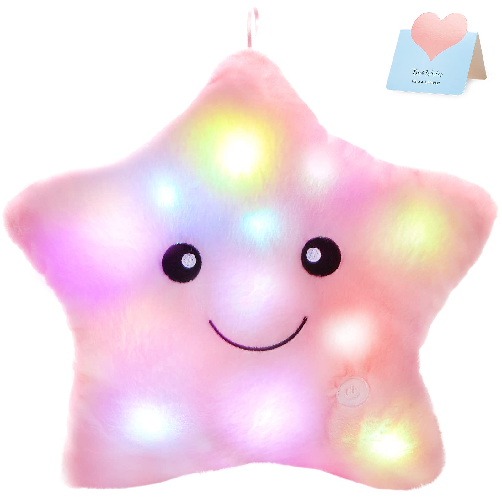 WEWILL 13' Creative Twinkle Star Glowing LED Night Light Plush Pillows Stuffed Animals Toys Birthday Christmas Holiday Valentin