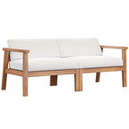 Modway Eei-4259-Nat-Whi-Set Bayport Patio Teak Wood 2-Seater Loveseat, 2 Piece Set, Natural White