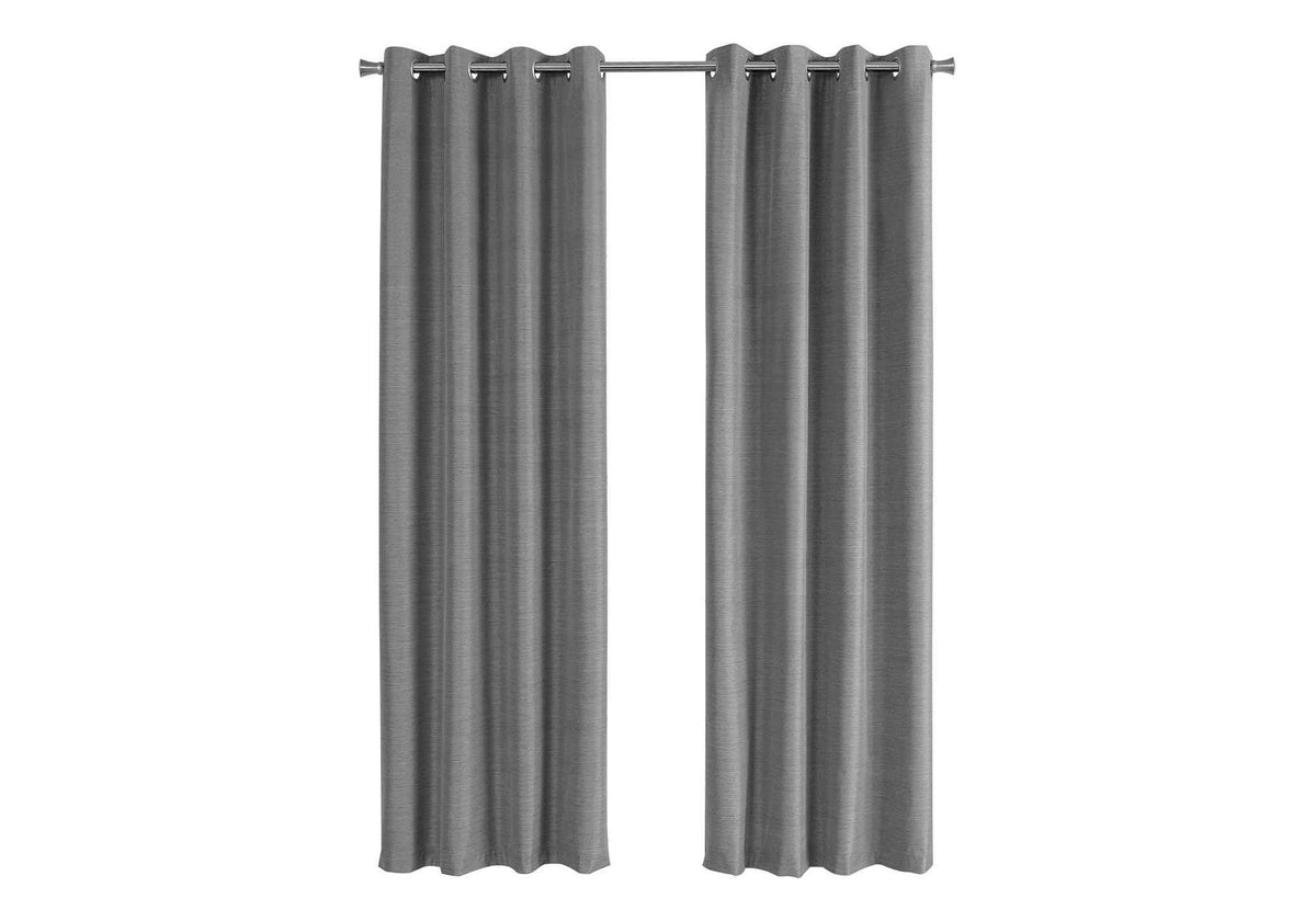 Monarch Specialties Curtain Panel Blackout, Textured Finish 84&quot;H Grey