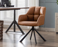 EALSON Comfy Leather Desk Chair Modern Computer Task Chair no Wheels Swivel Accent Chair with Mid Back Arm Chair for Living Room