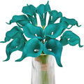 Letjolt Artificial Calla Lily Teal Flowers for Wedding Bouquet Klein Blue Flower 12Pcs Home Decoration Faux Calla Lilies Flower,