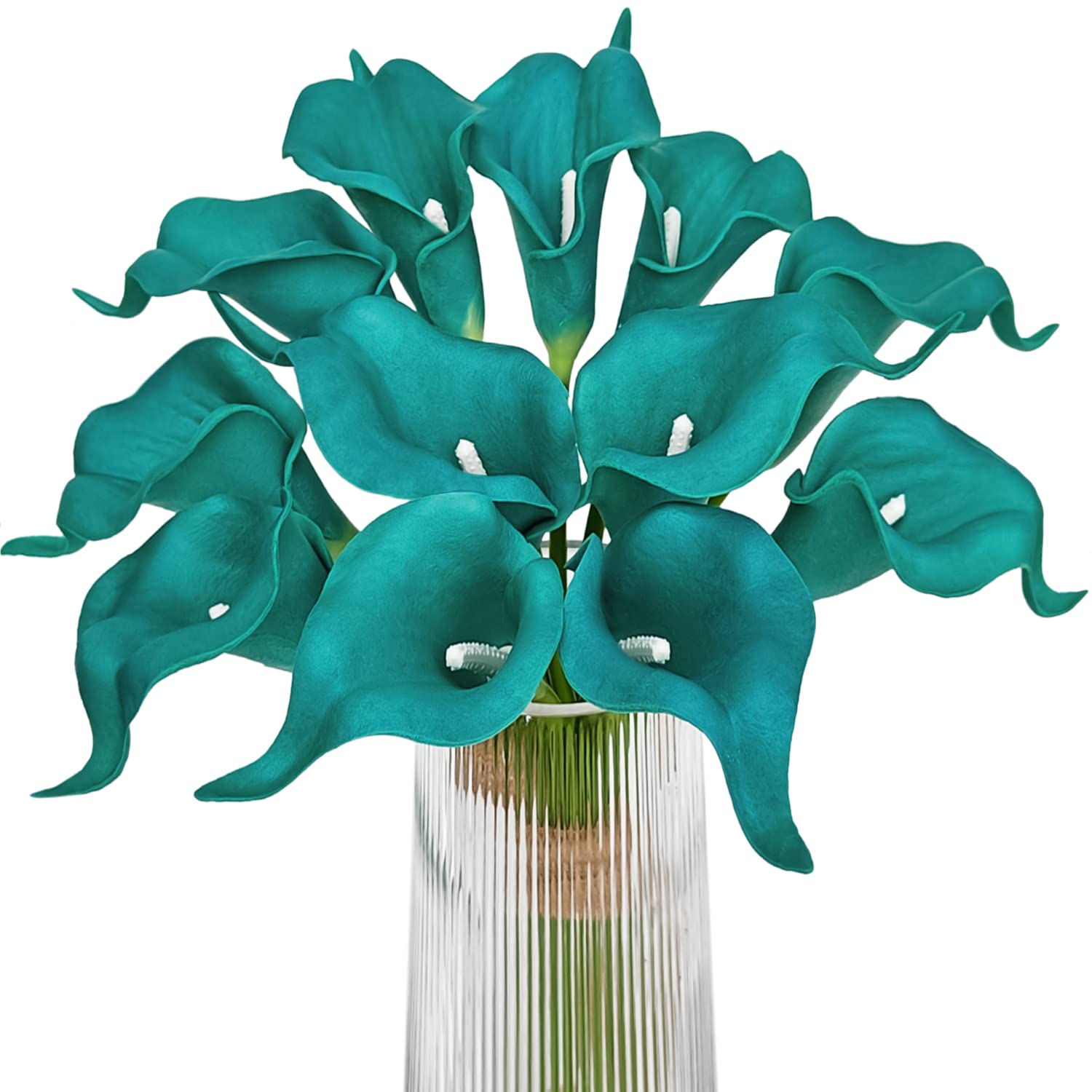 Letjolt Artificial Calla Lily Teal Flowers for Wedding Bouquet Klein Blue Flower 12Pcs Home Decoration Faux Calla Lilies Flower,