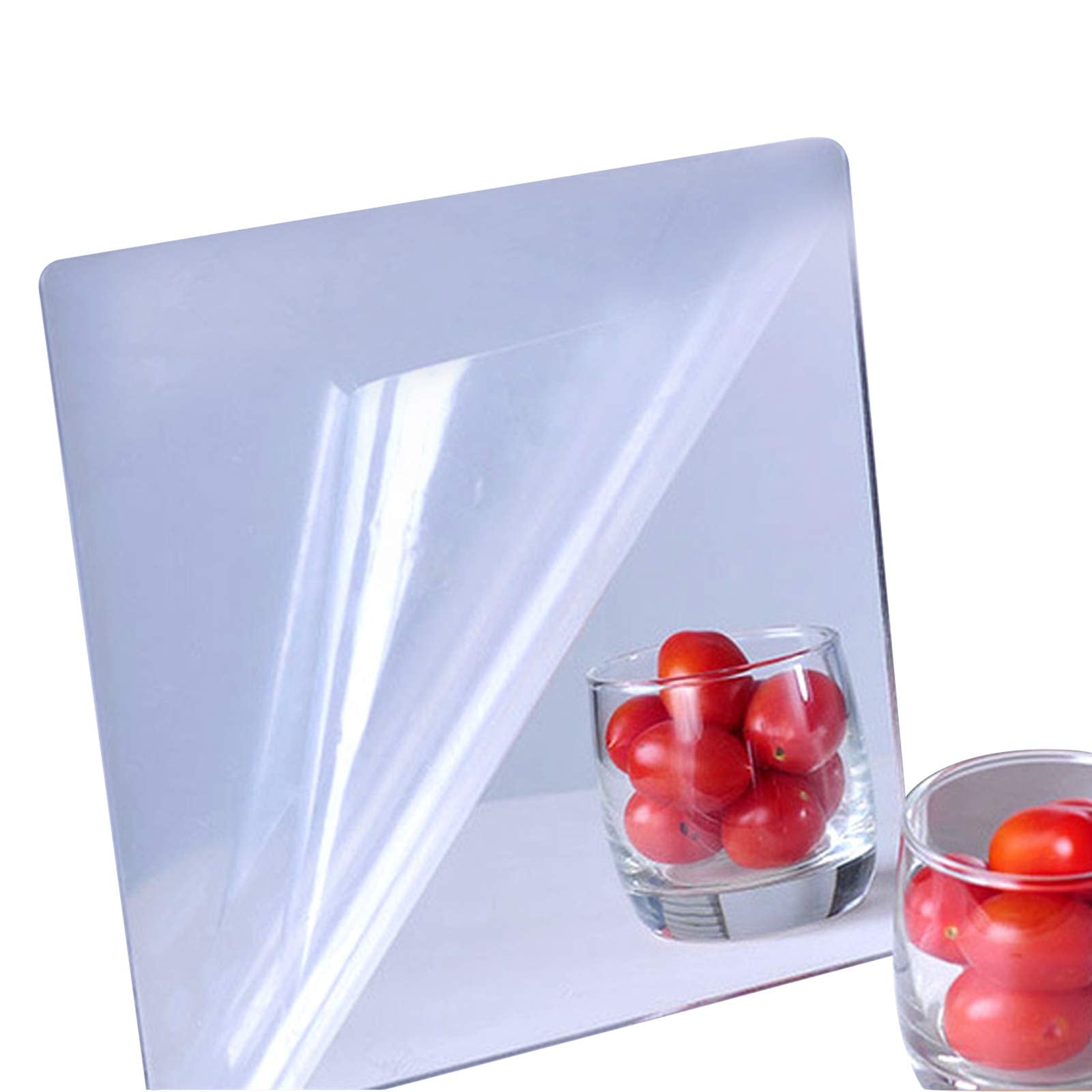 iCAGY Acrylic Mirror Sheet Self Adhesive Wall Mounted Home D  cor Non Glass Sticky Mirror Tile Thickness 0.08in (2mm) Square 14x