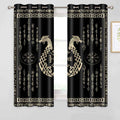 Bsppti Nordic Vikings Print Curtain, Vegvsir Symbol Twins Dragons Curtains Room Darkening Thermal Insulated Blackout Window Drap