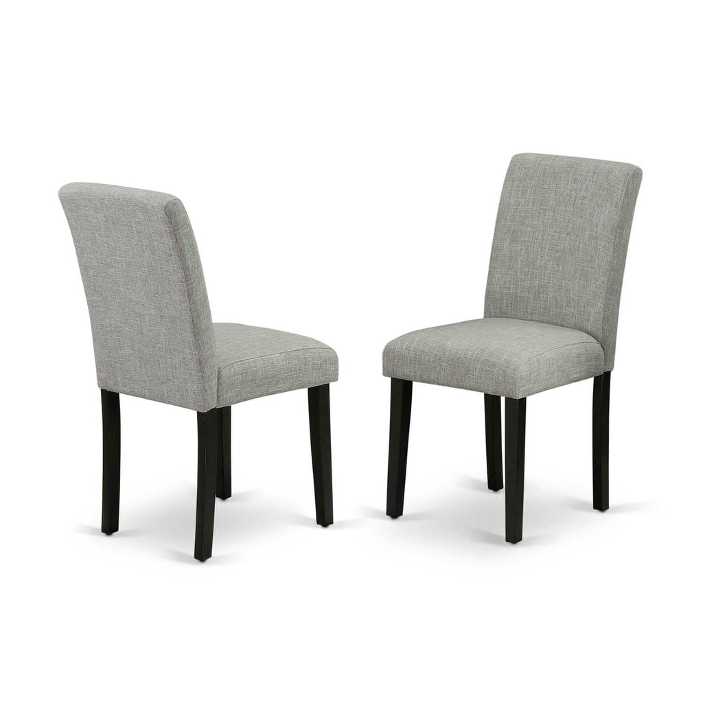 East West Furniture Amab3-Bch-06 3 Piece Dining Table Set For Small Spaces Contains A Round Kitchen Table With Pedestal And 2 Shitake Linen Fabric Upholstered Chairs, 36X36 Inch, Black & Cherry
