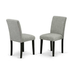 East West Furniture Amab3-Bch-06 3 Piece Dining Table Set For Small Spaces Contains A Round Kitchen Table With Pedestal And 2 Shitake Linen Fabric Upholstered Chairs, 36X36 Inch, Black & Cherry