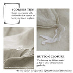 Simple&Opulence 100% Linen Duvet Cover Set With Embroidery Border Washed - 2 Pieces (1 Duvet Cover & 1 Pillow Sham) With Button Closure Soft Breathable Farmhouse - Linen, Twin Size
