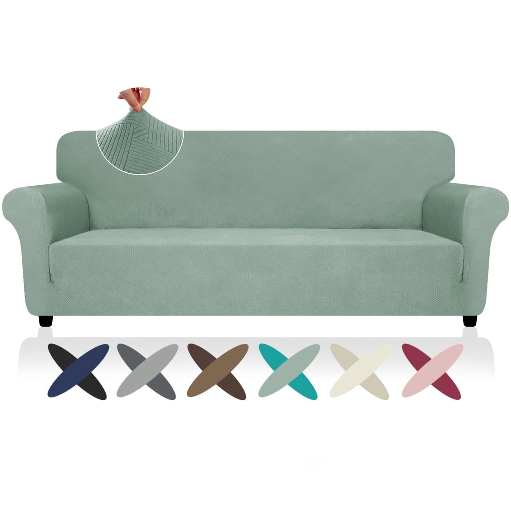 Znsayotx Oversized Super Stretch Couch Cover (91'-110'), New Striped Sofa Covers Comfortable & Durable, Dog Cat Pets Friendly Extra Large Spandex Sofa Slipcovers (Pea Green, Xl Sofa)