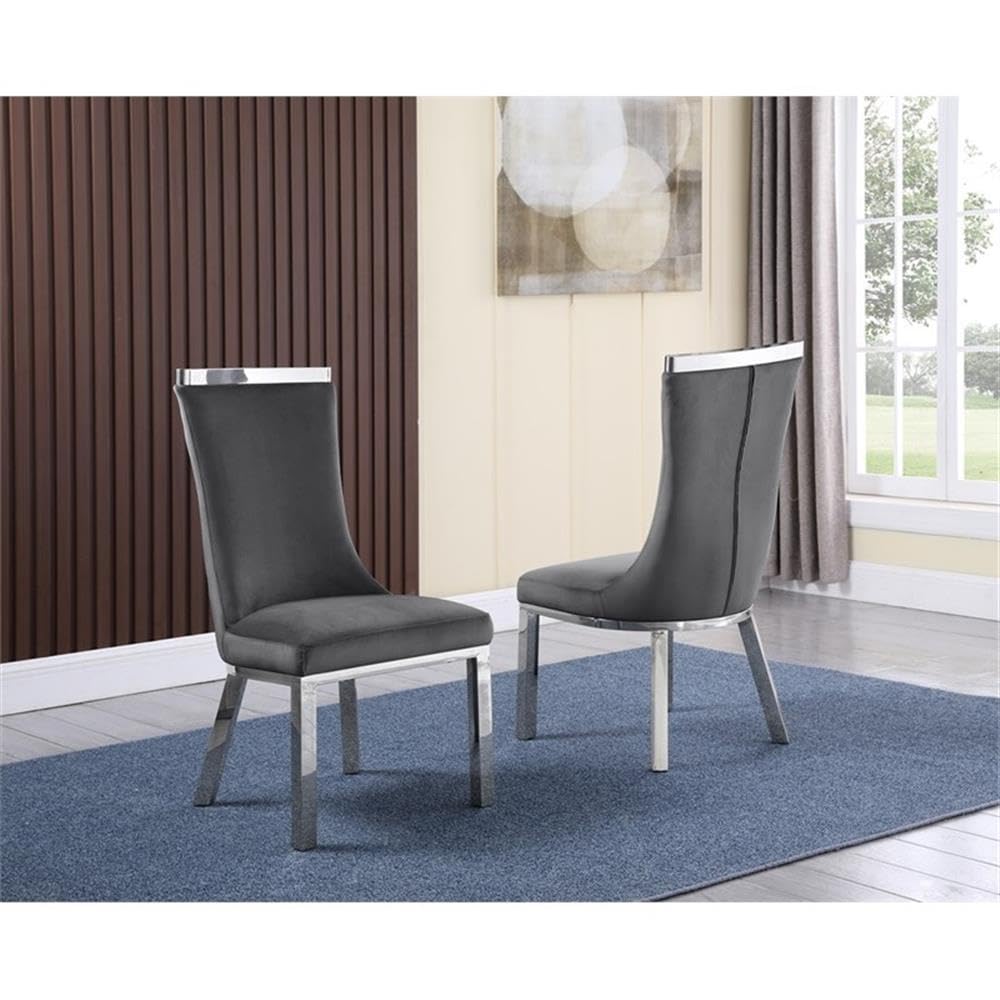 Best Quality Furniture Sc270-277 Dining Chairs, Dark Gray/Silver