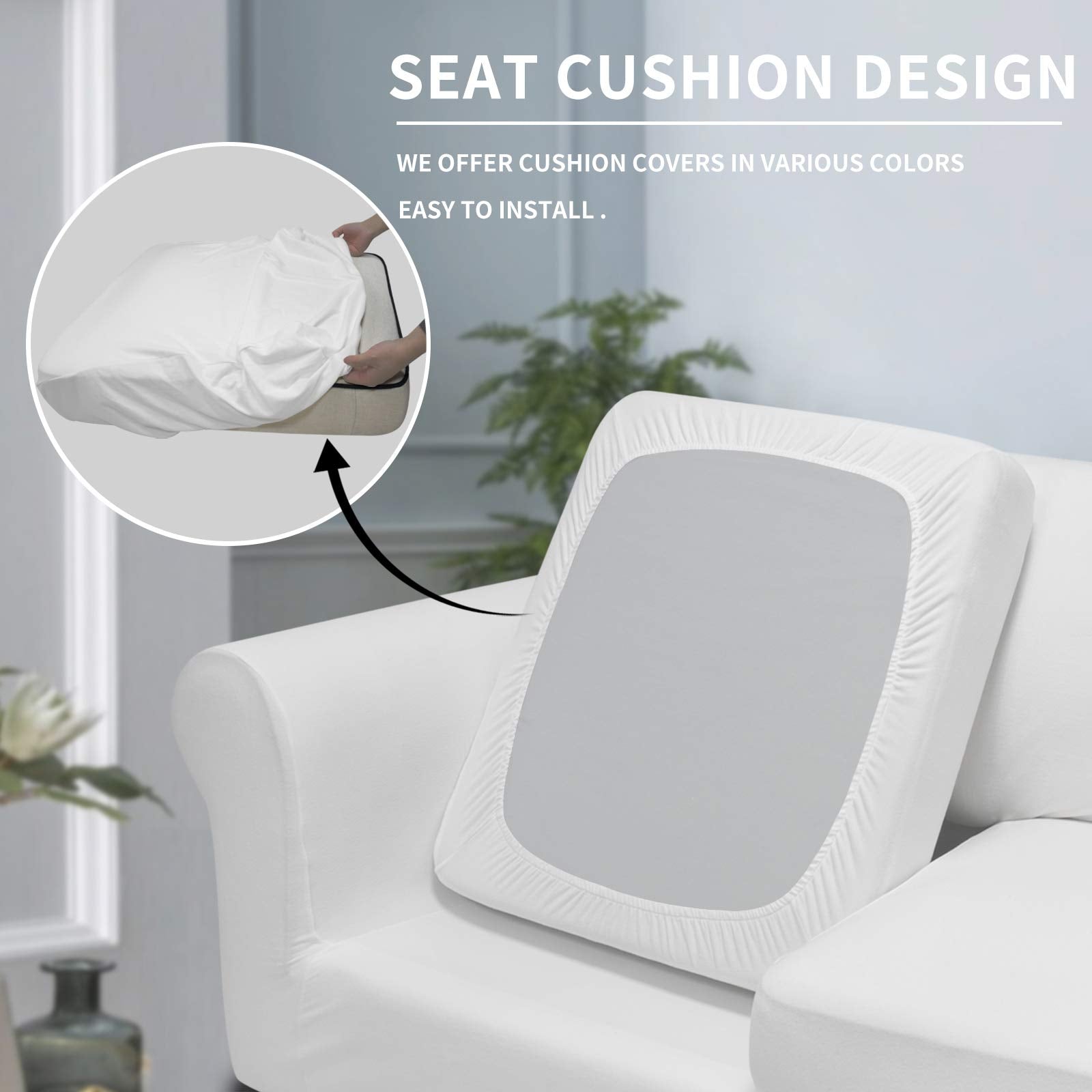 Easy-Going Oversized 3 Pieces Stretch Fleece Soft Loveseat Couch Cover For Pets - Washable Sofa Slipcover For 2 Separate Cushion Couch - Elastic Furniture Protector For Dogs, Kids Snow White